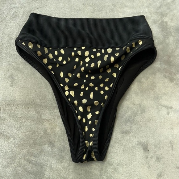 New! SET Beach Riot Eva Emmy Ribbed Bikini in Black Gold Spot 24888 4172 - Picture 7 of 12